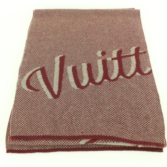 Louis Vuitton Handwriting Burgundy Scarf 4lk830s - Picture 6 of 12